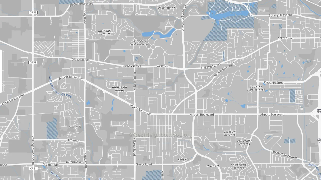 Transit Grade map of Westhill, Mobile, AL