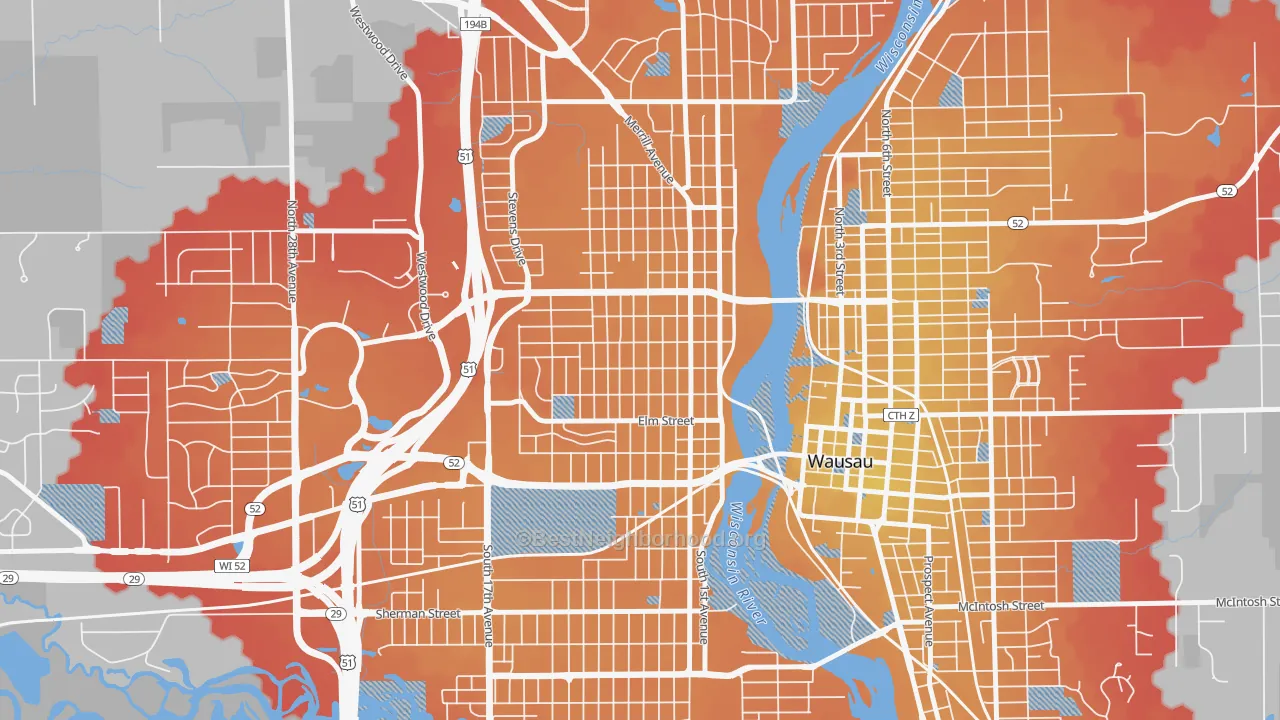Transit Grade map of Westies, Wausau, WI