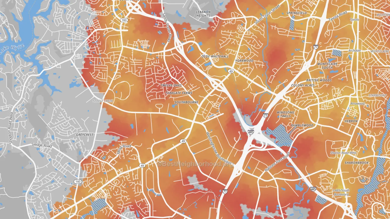Transit Grade map of Westinghouse, Charlotte, NC