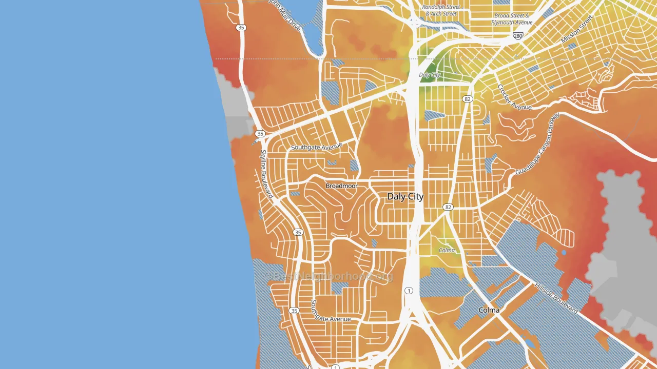 Transit Grade map of Westlake-San Francisco, Daly City, CA