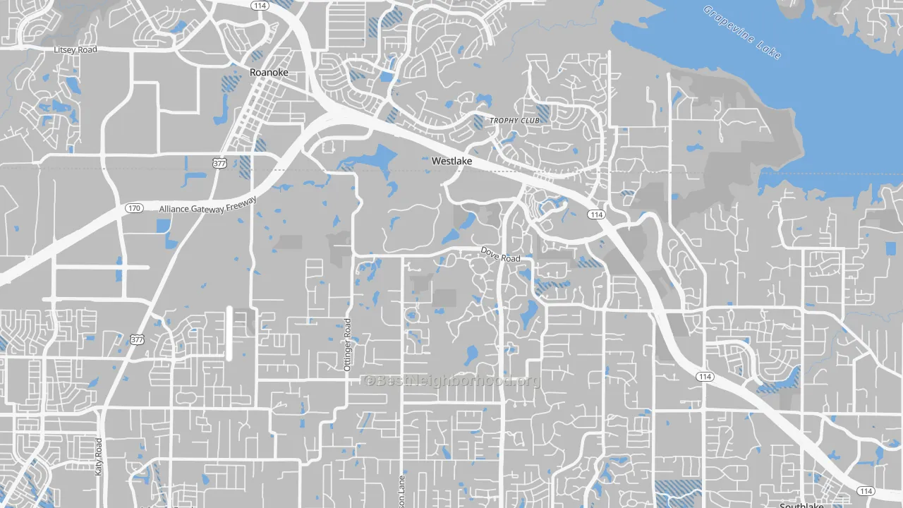 Transit Grade map of Westlake, TX