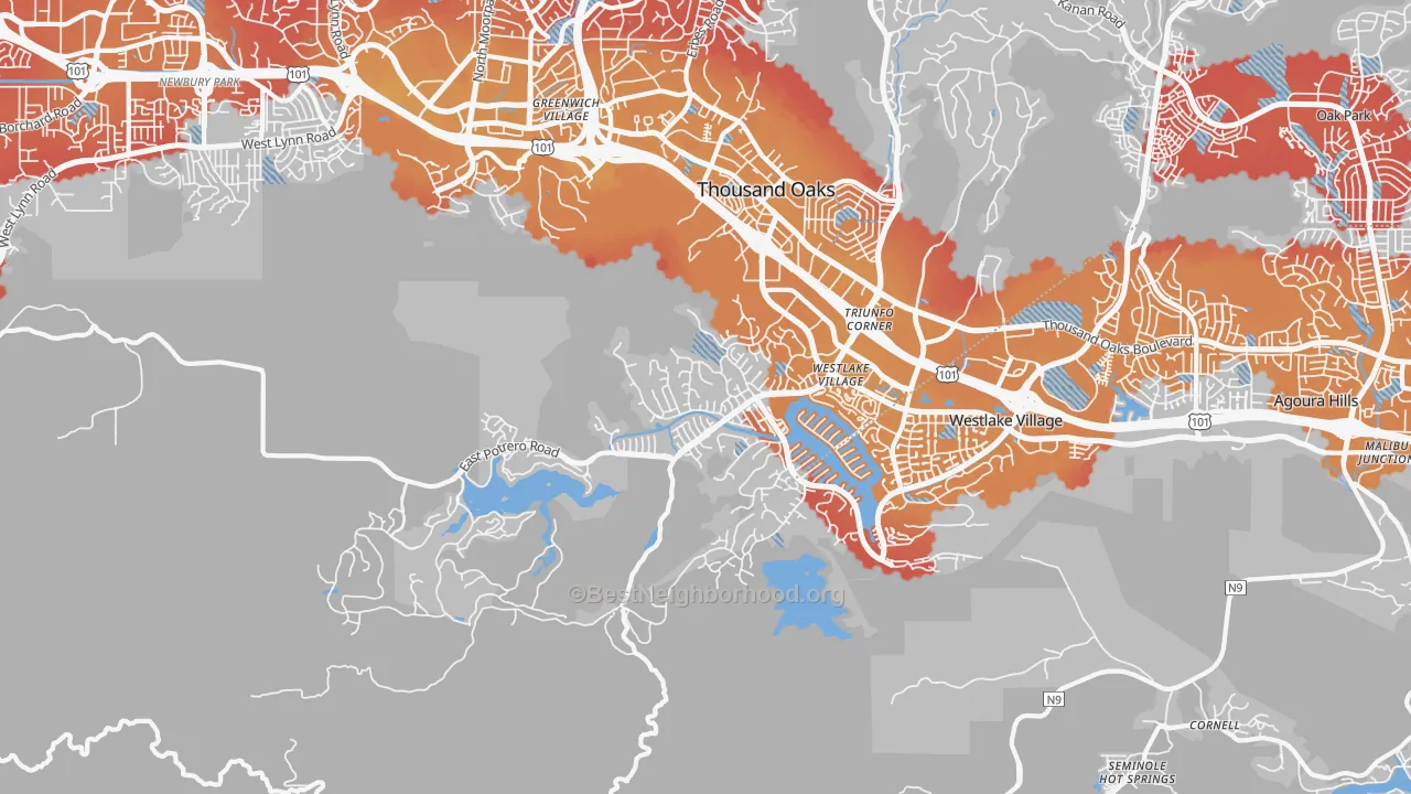 Transit Grade map of Westlake Village Area-Los Angeles, Westlake Village, CA