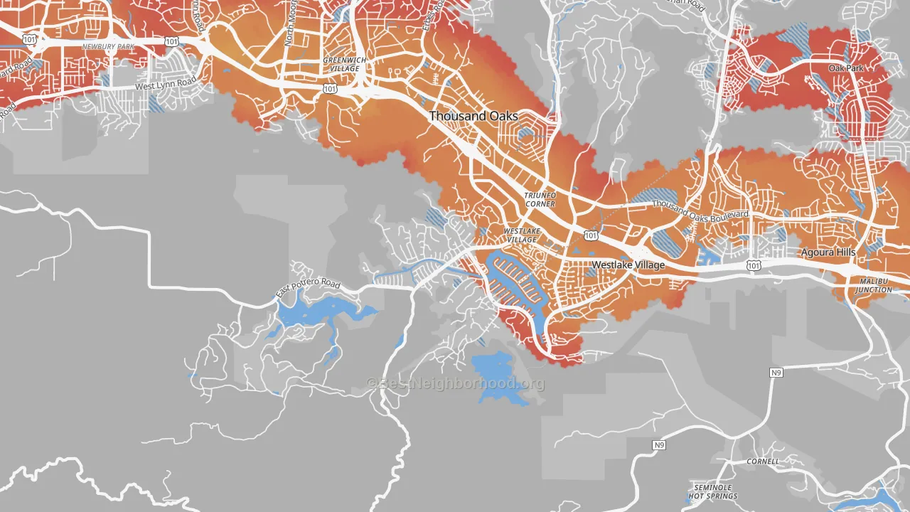 Transit Grade map of Westlake Village, CA