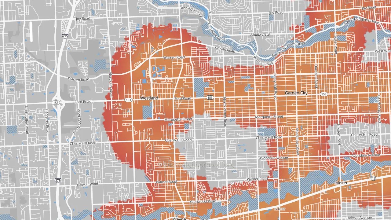 Transit Grade map of Westland, MI