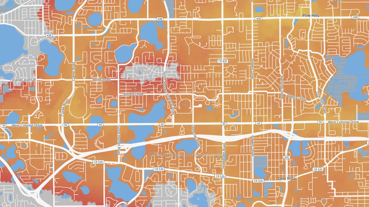 Transit Grade map of Westland Terrace, Pine Hills, FL