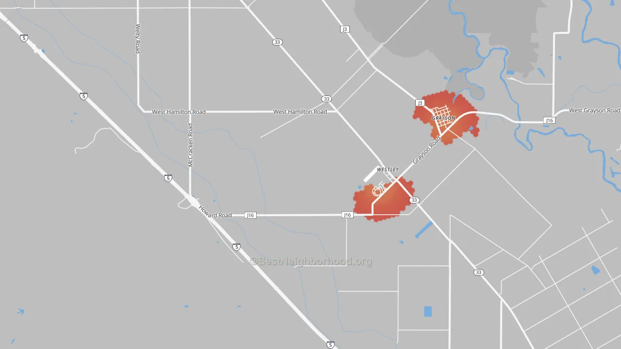 Transit Grade map of Westley, CA