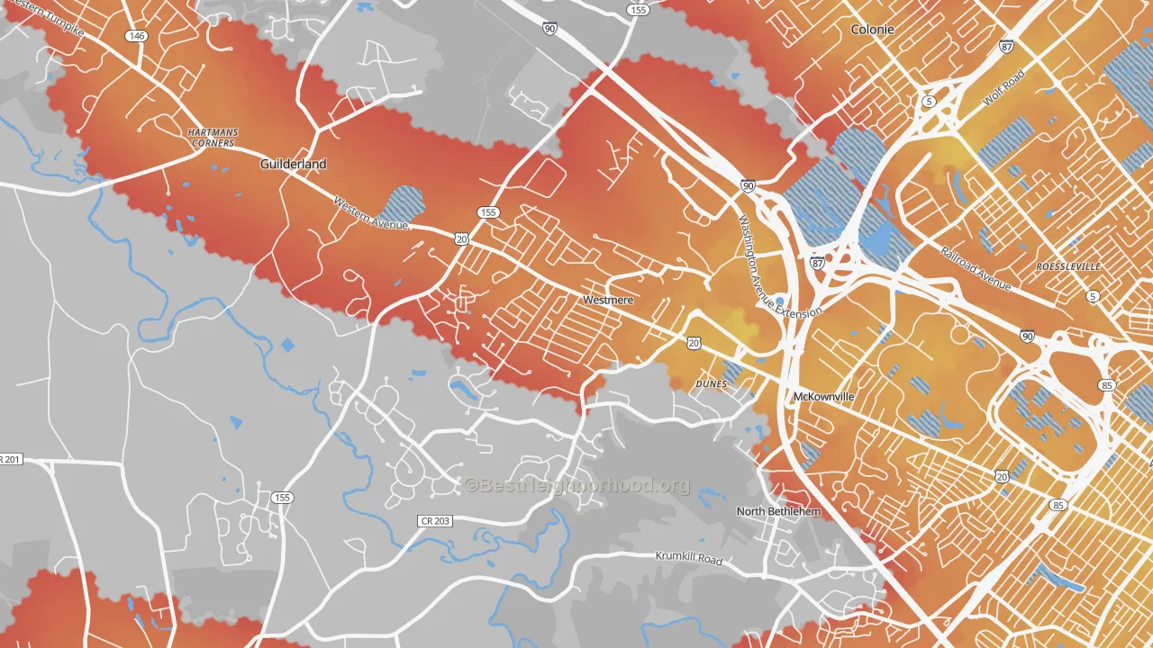 Transit Grade map of Westmere, NY