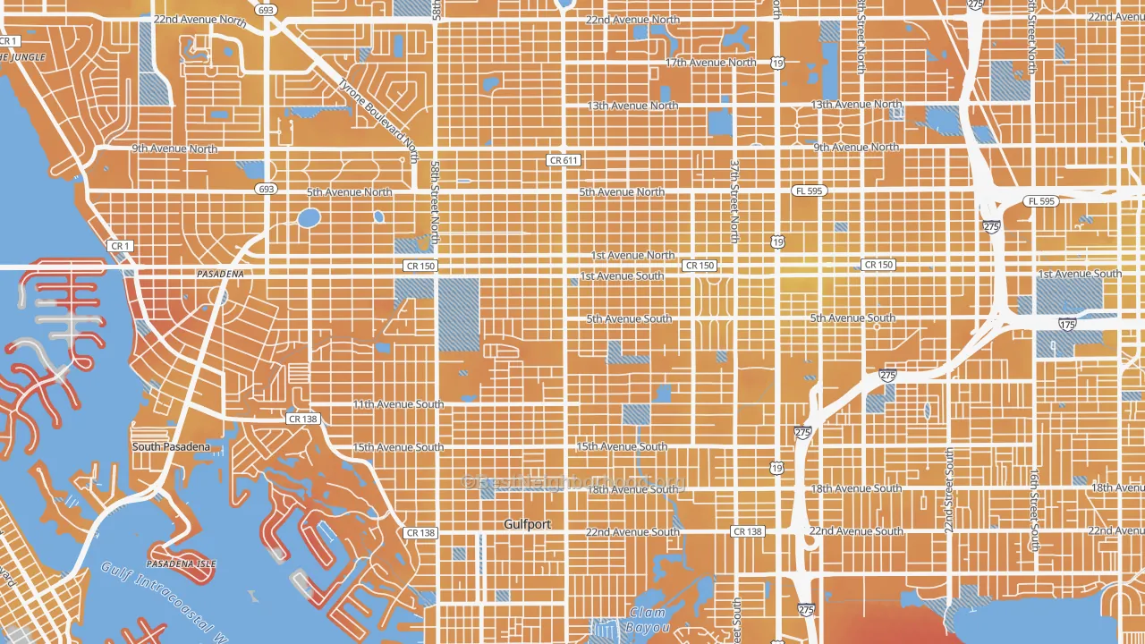 Transit Grade map of Westminster Heights, St. Petersburg, FL