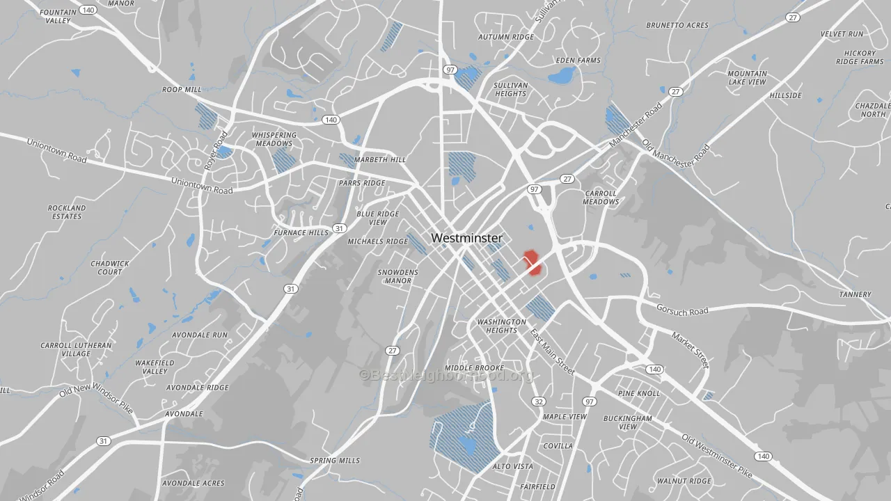 Transit Grade map of Westminster Historic District, Westminster, MD