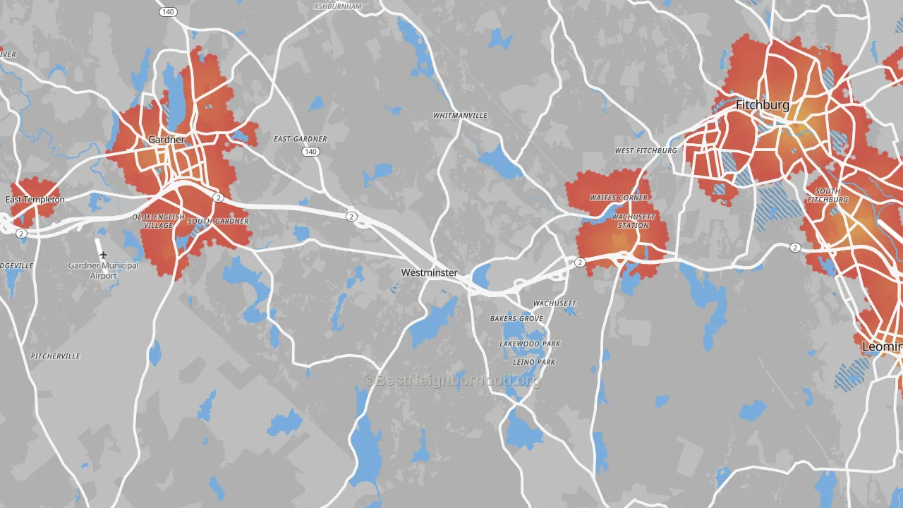 Transit Grade map of Westminster, MA