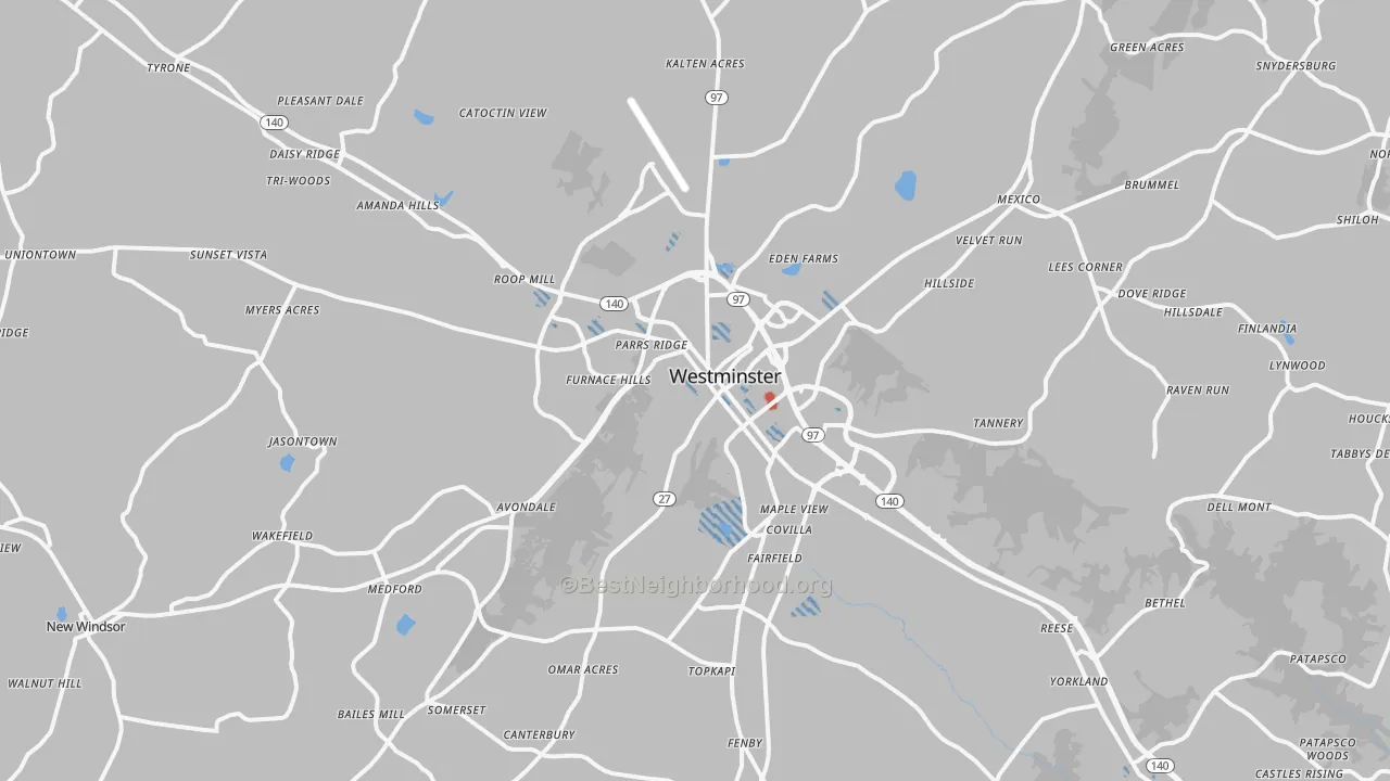 Transit Grade map of Westminster, MD