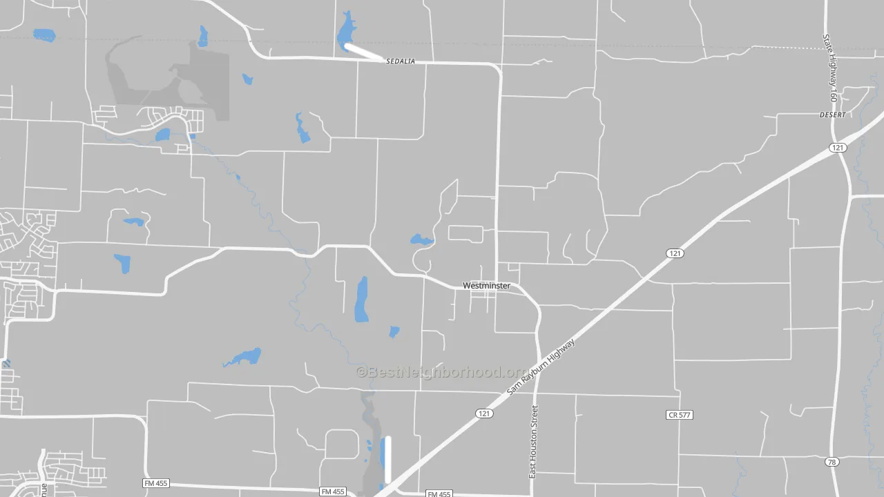 Transit Grade map of Westminster, TX