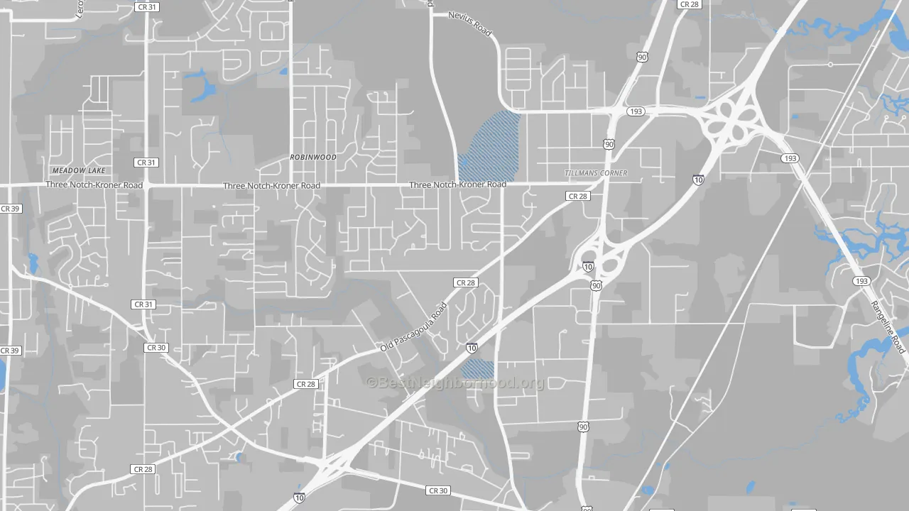 Transit Grade map of Westmont, Tillmans Corner, AL