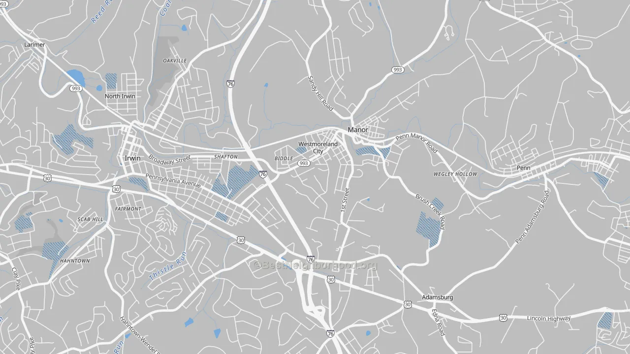 Transit Grade map of Westmoreland City, PA