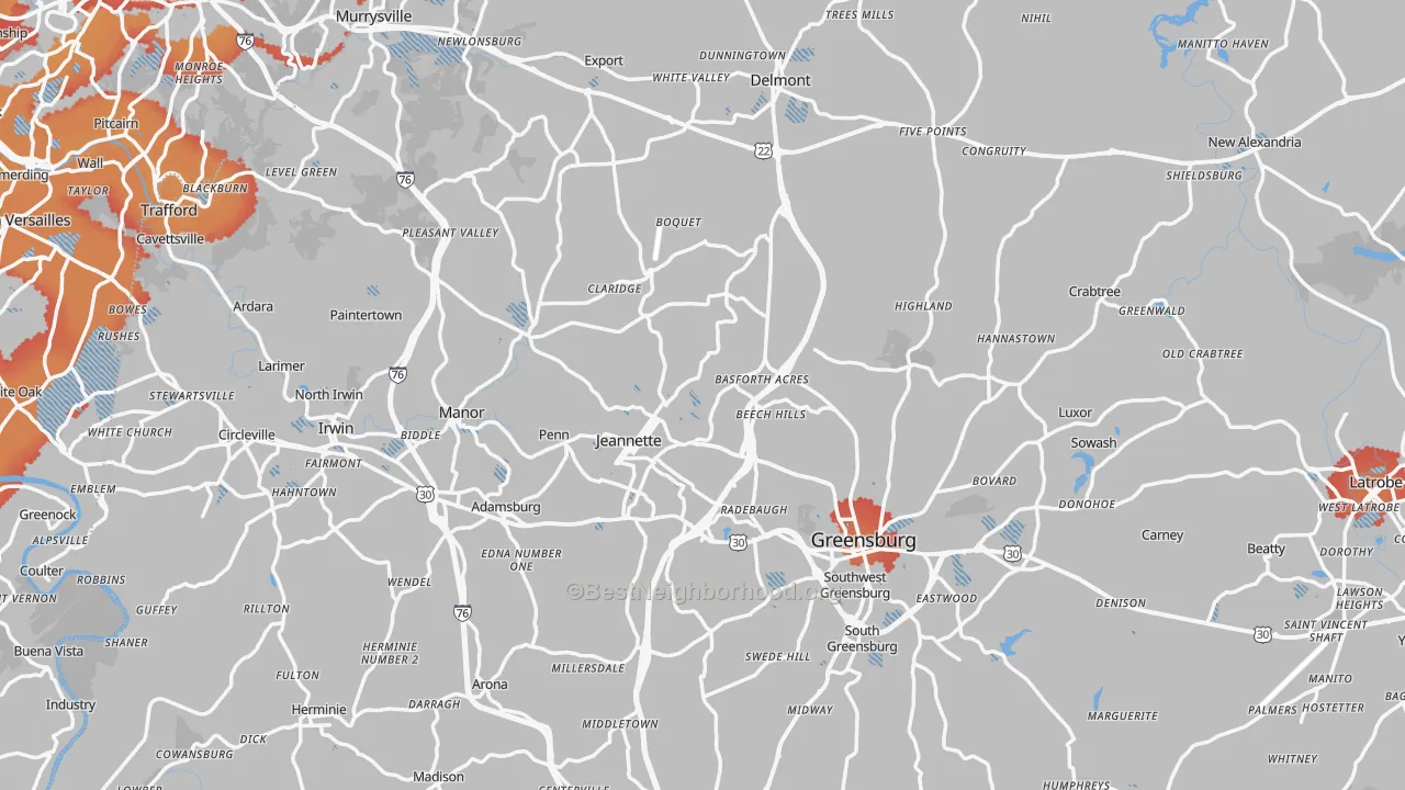Transit Grade map of Westmoreland County, PA
