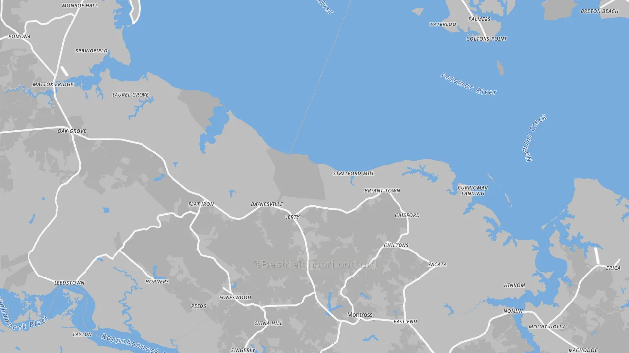 Transit Grade map of Westmoreland County, VA