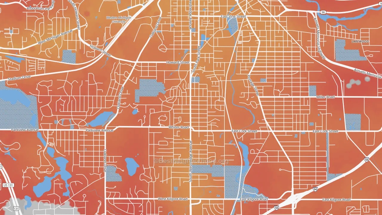 Transit Grade map of Westnedge Hill, Kalamazoo, MI