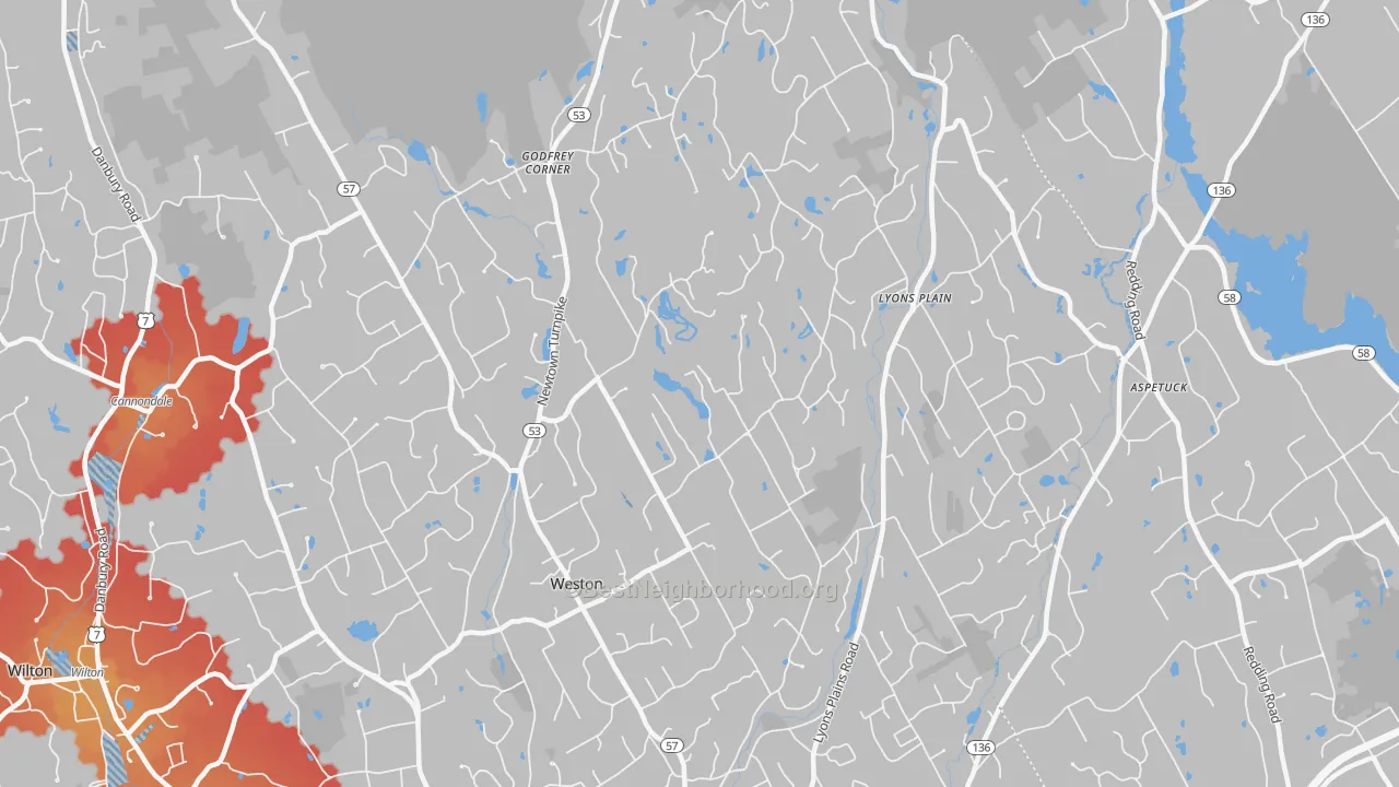 Transit Grade map of Weston, CT