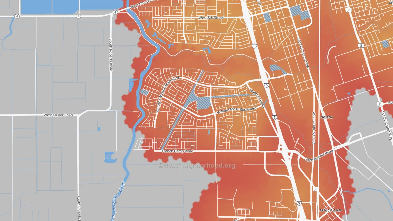 Transit Grade map of Weston Ranch, Stockton, CA