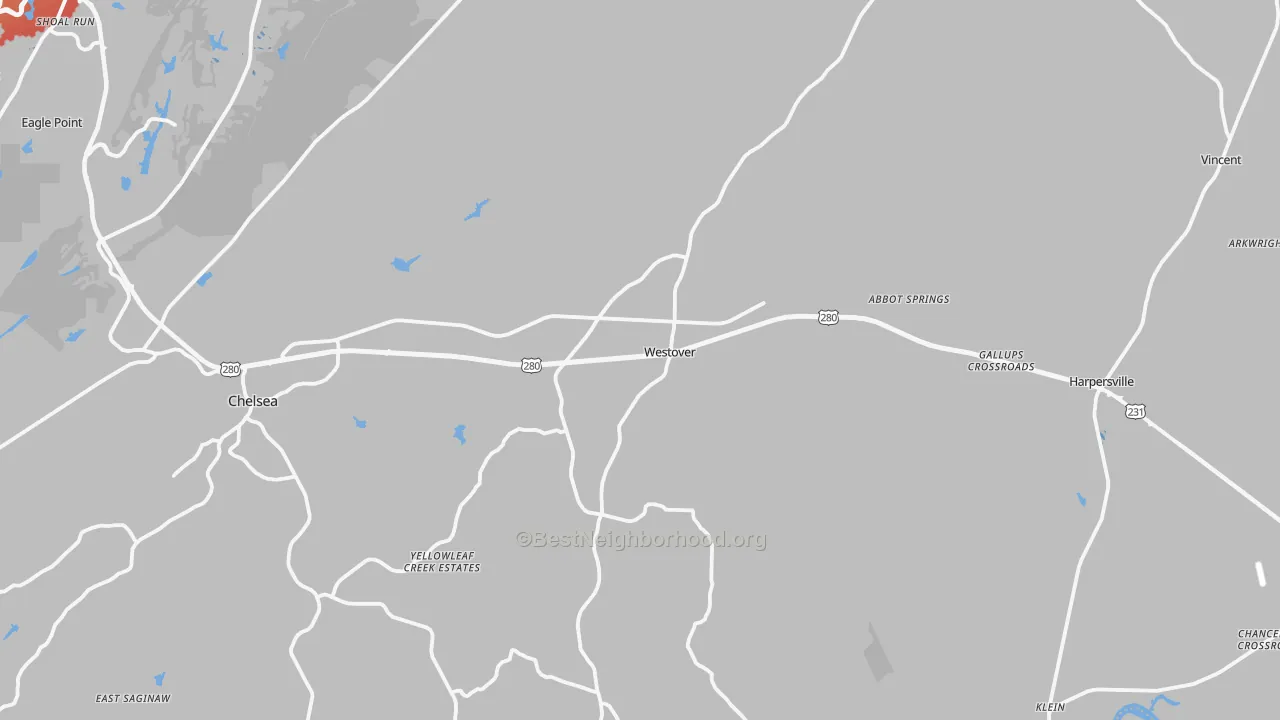 Transit Grade map of Westover, AL