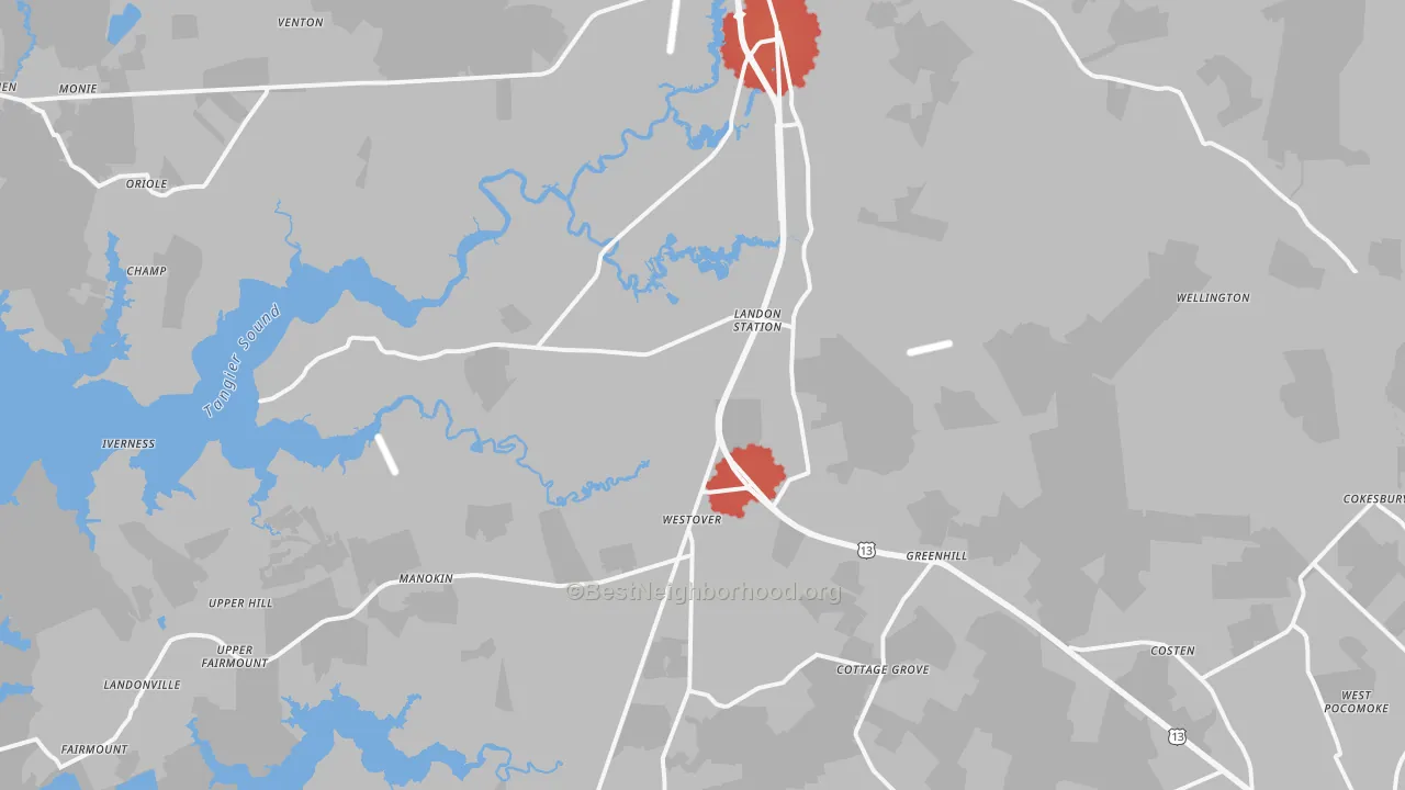 Transit Grade map of Westover, MD