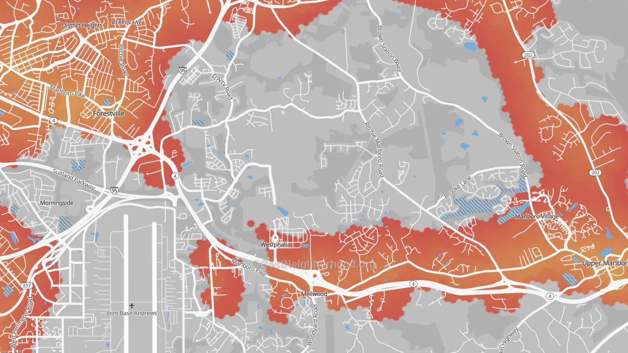 Transit Grade map of Westphalia, MD