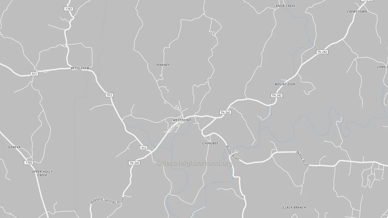 Transit Grade map of Westpoint, TN