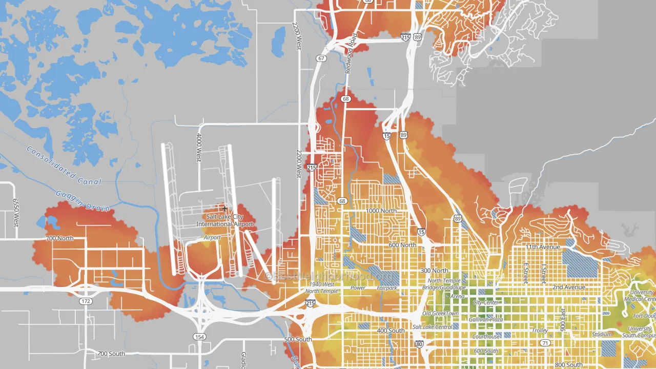 Transit Grade map of Westpointe, Salt Lake City, UT