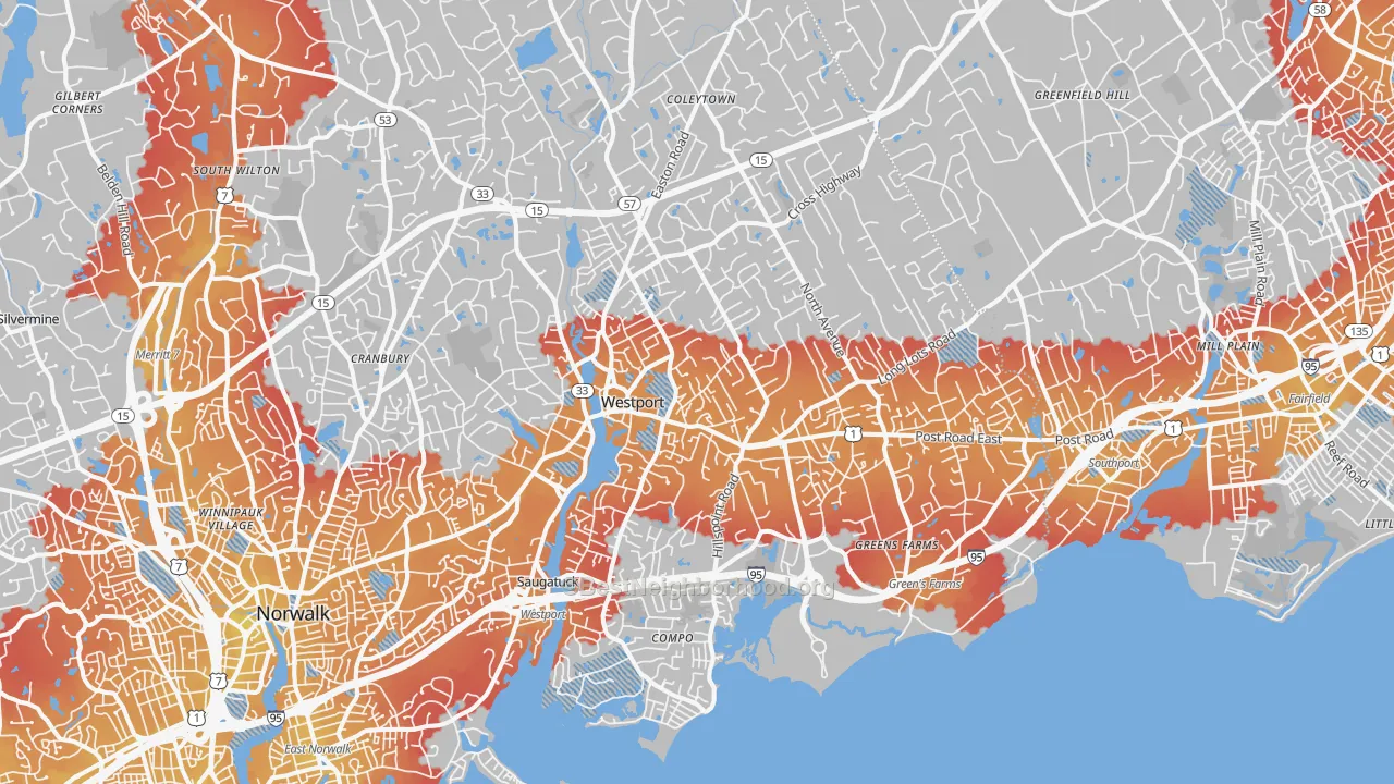 Transit Grade map of Westport, CT
