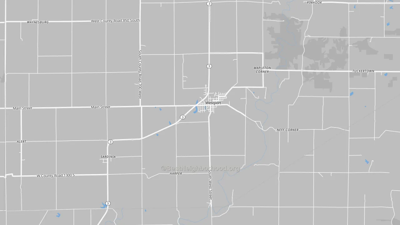 Transit Grade map of Westport, IN
