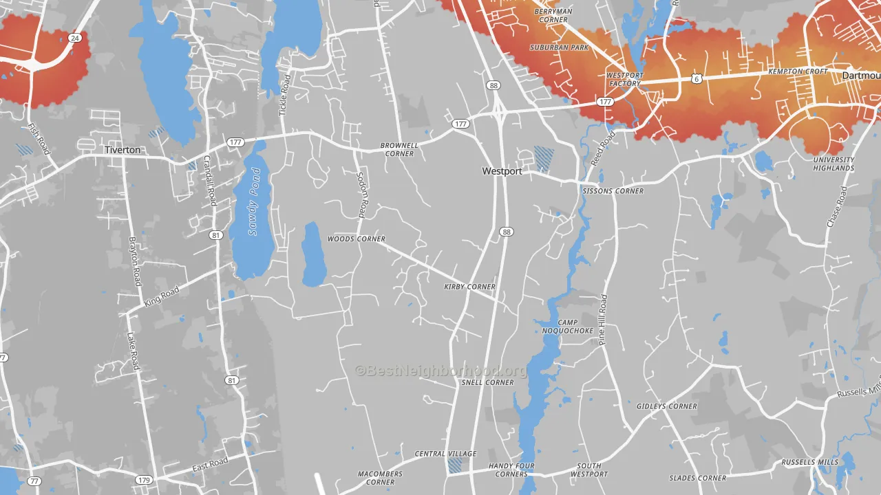 Transit Grade map of Westport, MA