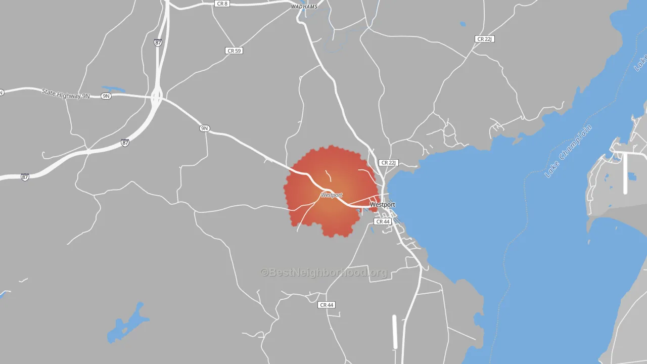 Transit Grade map of Westport, NY