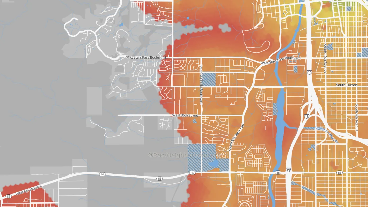 Transit Grade map of Westside Development, Tucson, AZ