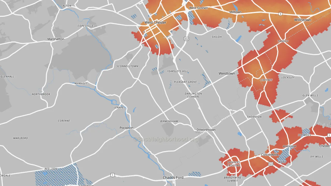 Transit Grade map of Westtown, PA