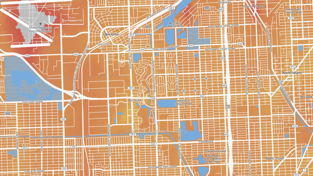Transit Grade map of Westview, FL