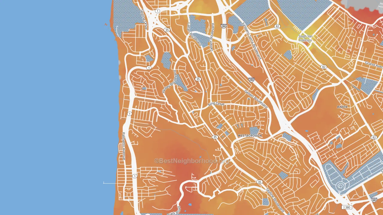Transit Grade map of Westview, Pacifica, CA