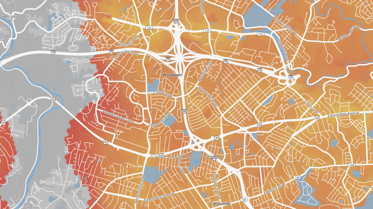 Transit Grade map of Westview Park, Woodlawn, MD