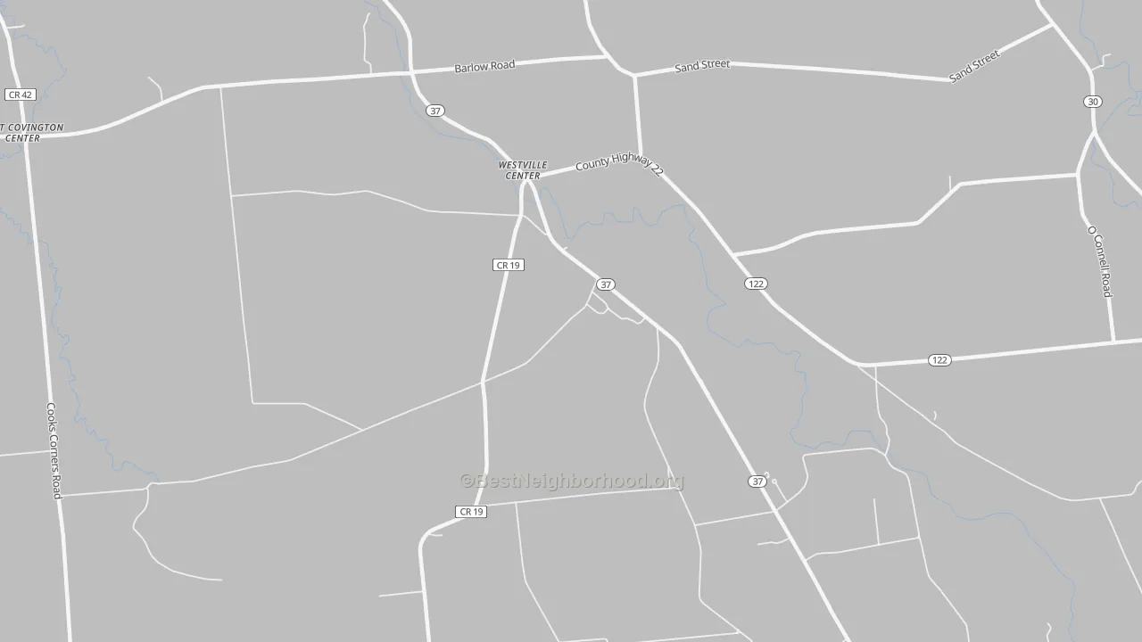 Transit Grade map of Westville Center, NY