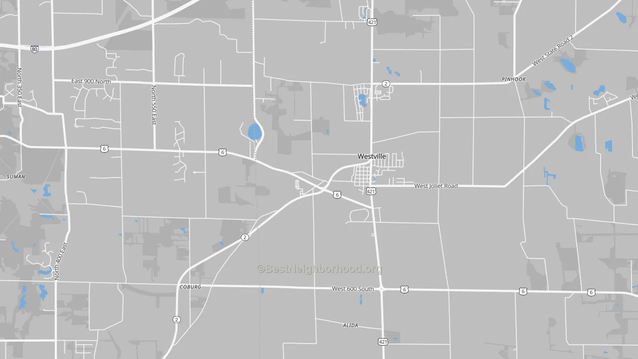 Transit Grade map of Westville, IN