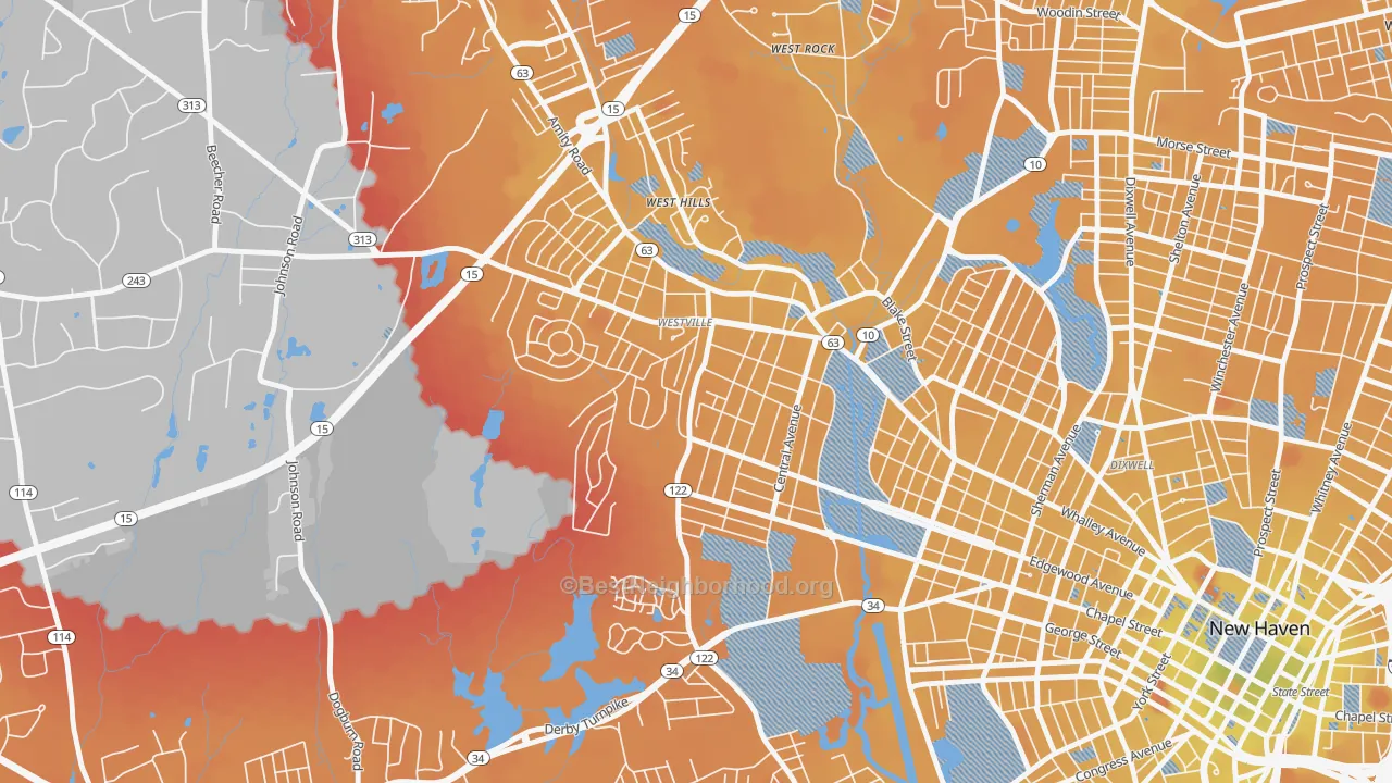 Transit Grade map of Westville, New Haven, CT
