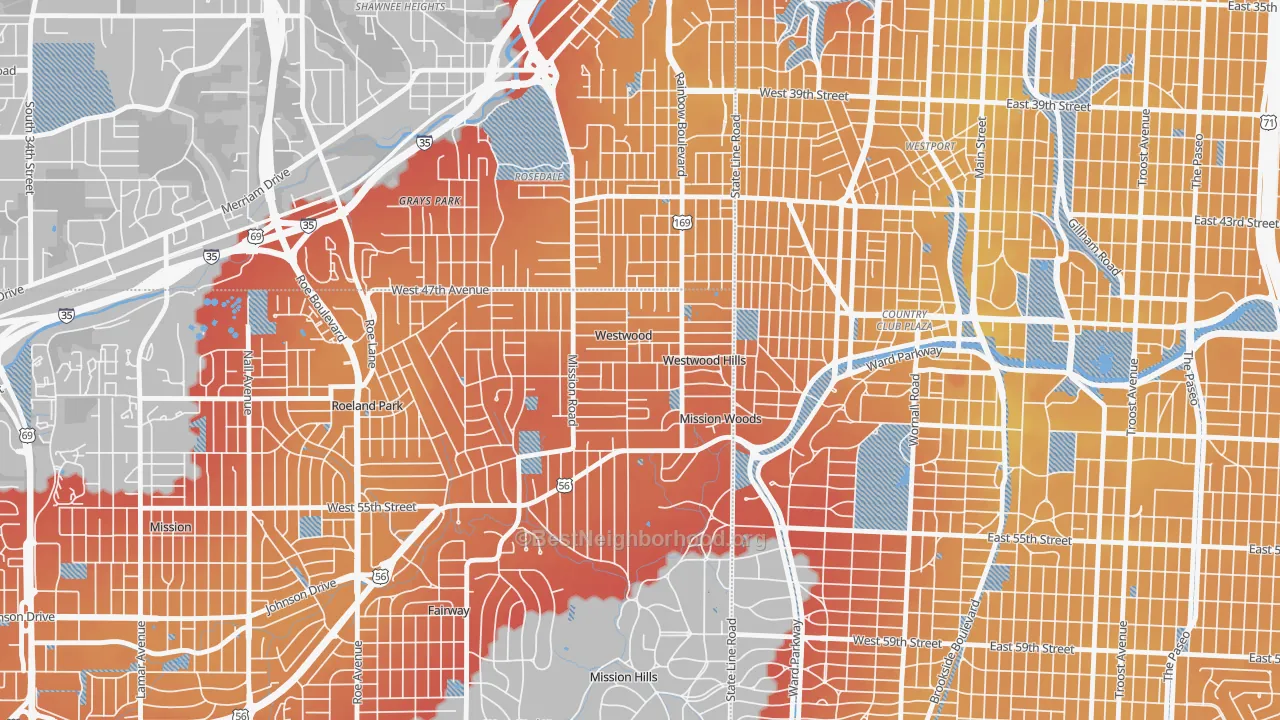 Transit Grade map of Westwood, KS