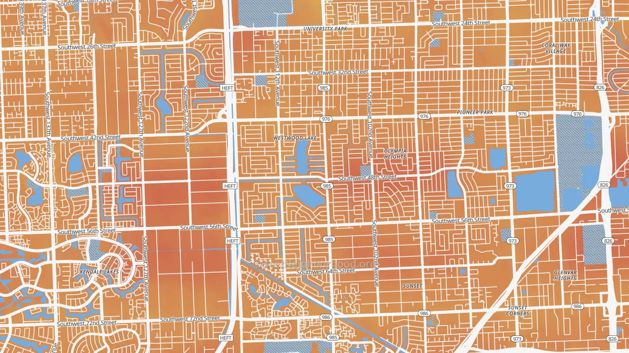 Transit Grade map of Westwood Lakes, FL