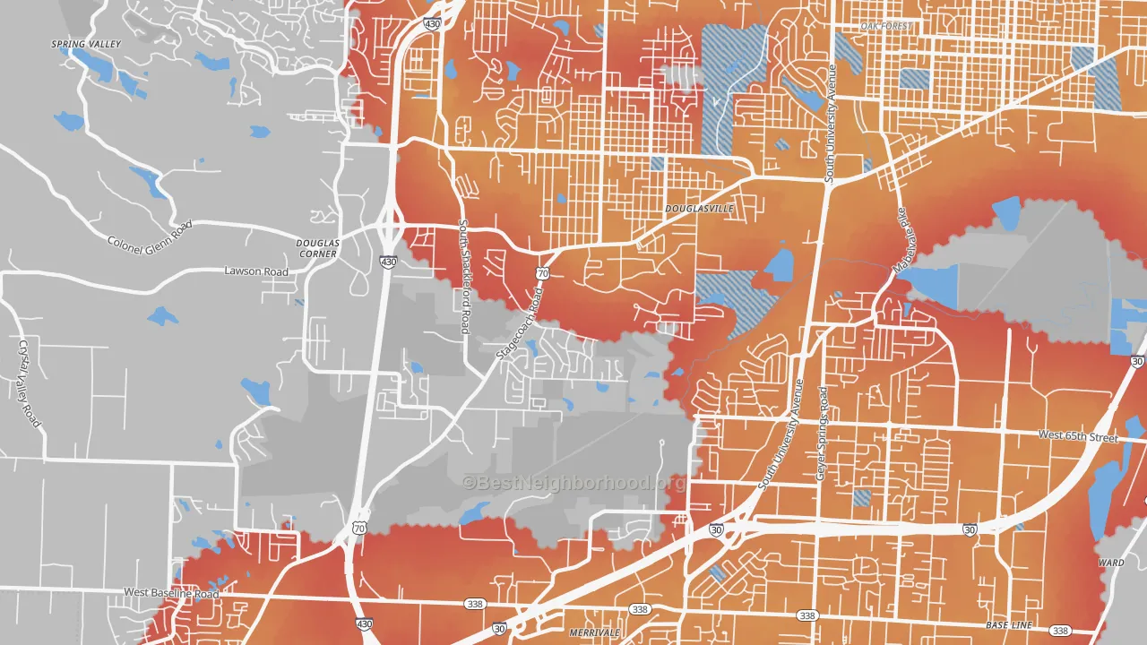Transit Grade map of Westwood, Little Rock, AR