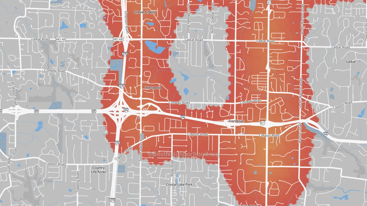 Transit Grade map of Westwood, MO
