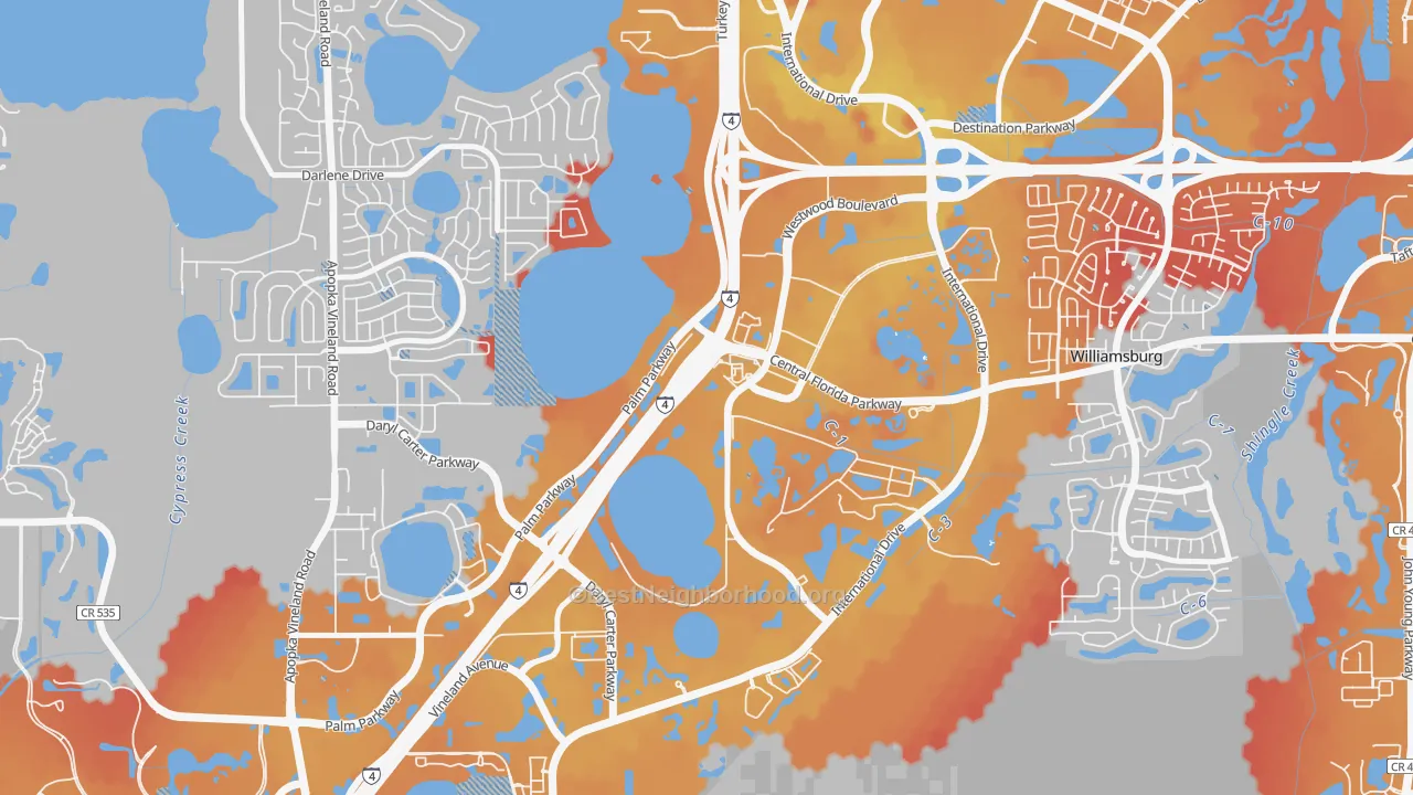 Transit Grade map of Westwood, Orlando, FL