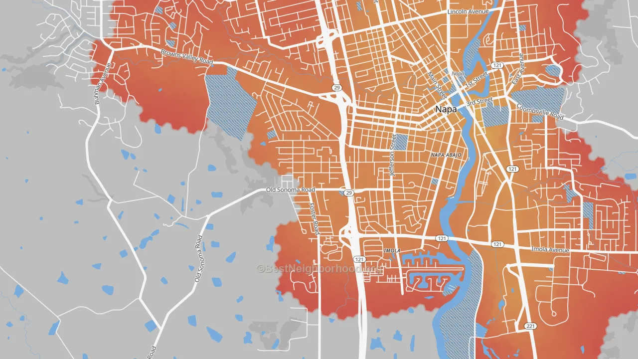 Transit Grade map of Westwood-San Francisco, Napa, CA