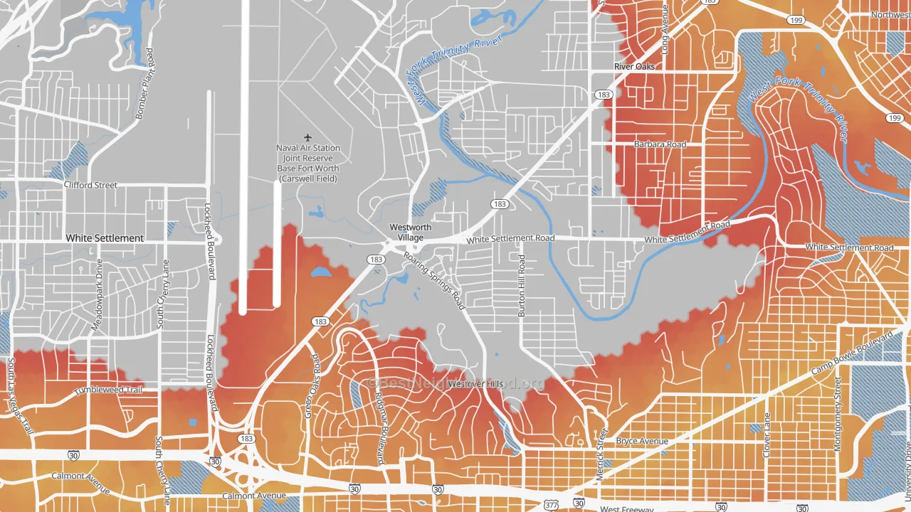 Transit Grade map of Westworth Village, TX