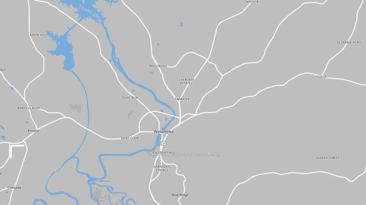 Transit Grade map of Wetumpka, AL