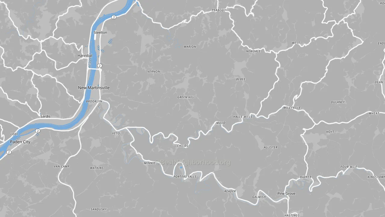 Transit Grade map of Wetzel County, WV