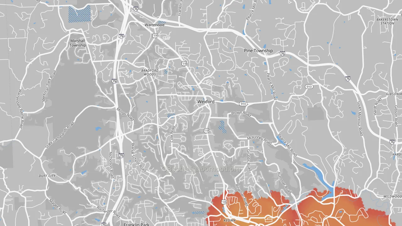 Transit Grade map of Wexford, PA